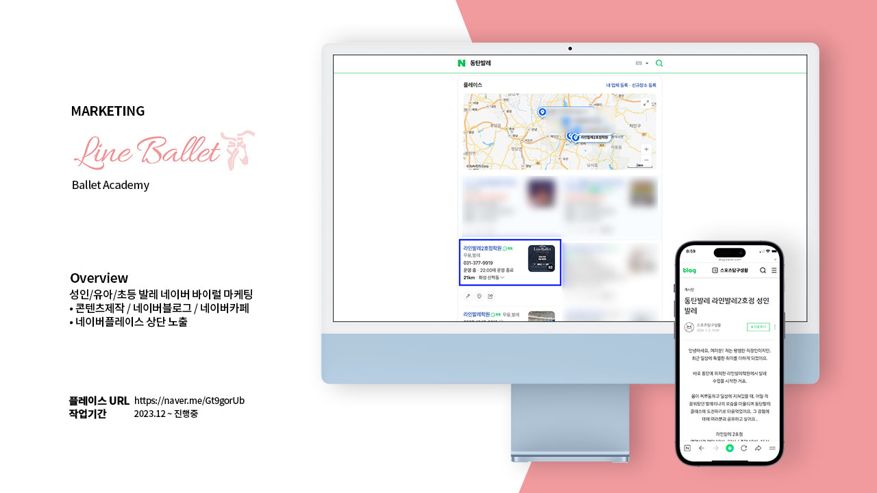 라인발레학원 - 네이버플레이스 및 바이럴 마케팅 #1